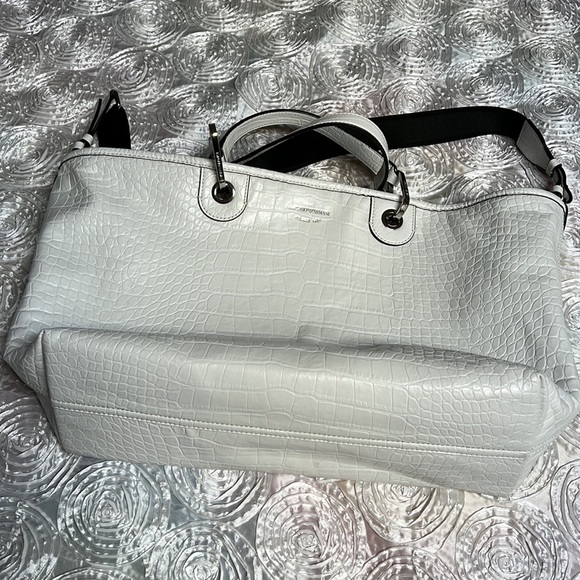 Emporio Armani White Croc-Embossed Women's Bag - Picture 9 of 16